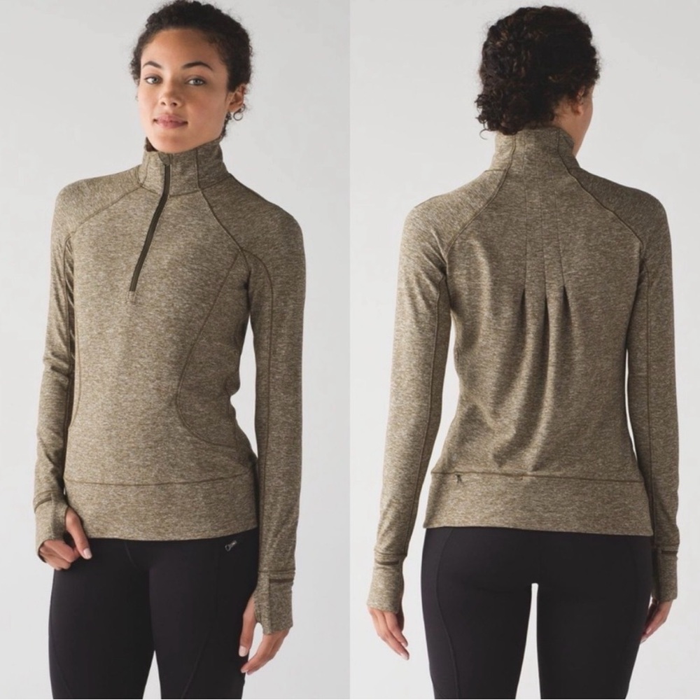 Lululemon Rush Hour 1/2 Zip Pullover Heathered Military Green Sz 4
